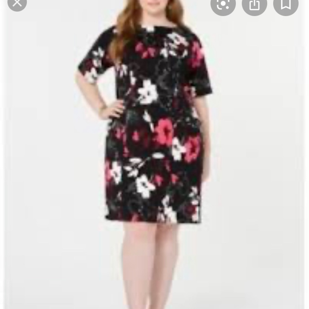 ALFANI BLACK FLORAL DRESS PLUS SIZE